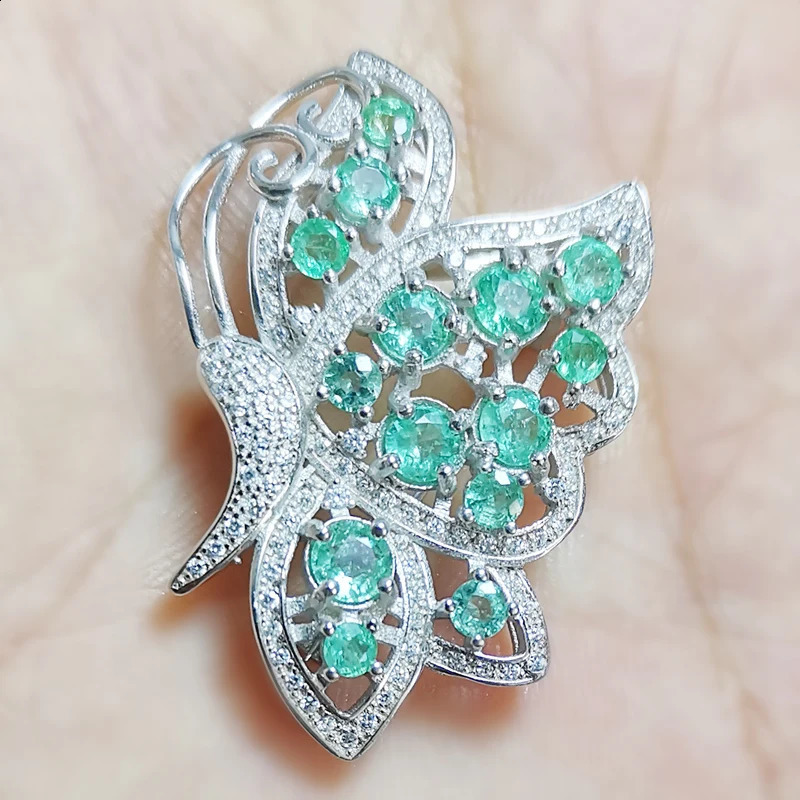 Natural real amethyst or emerald butterfly style brooch pins 925 sterling silver 0.2ct*7pcs gemstone T8100914 241227