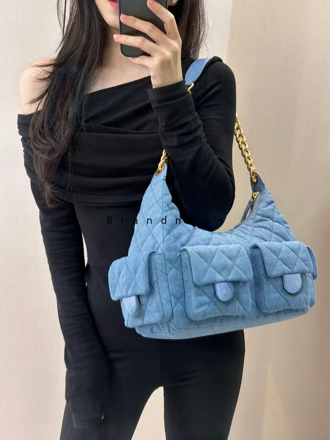Denim Shoulder For Women: Underarm With Wide Chain, 4 Pockets, Large Capacity, Vintage Designer Hobo Sg Bag
