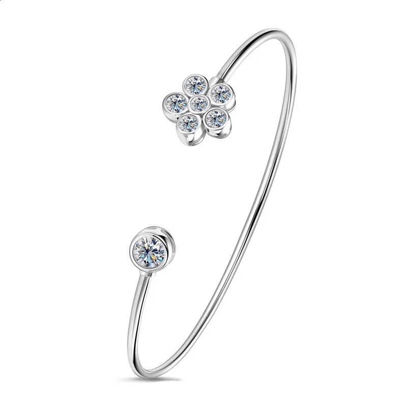 Na Original 925 Sterling Silver Jewelry Women Bracelets Bangles Fine Jewelry Daisy Flower Charm VVS Open Bangle 241227