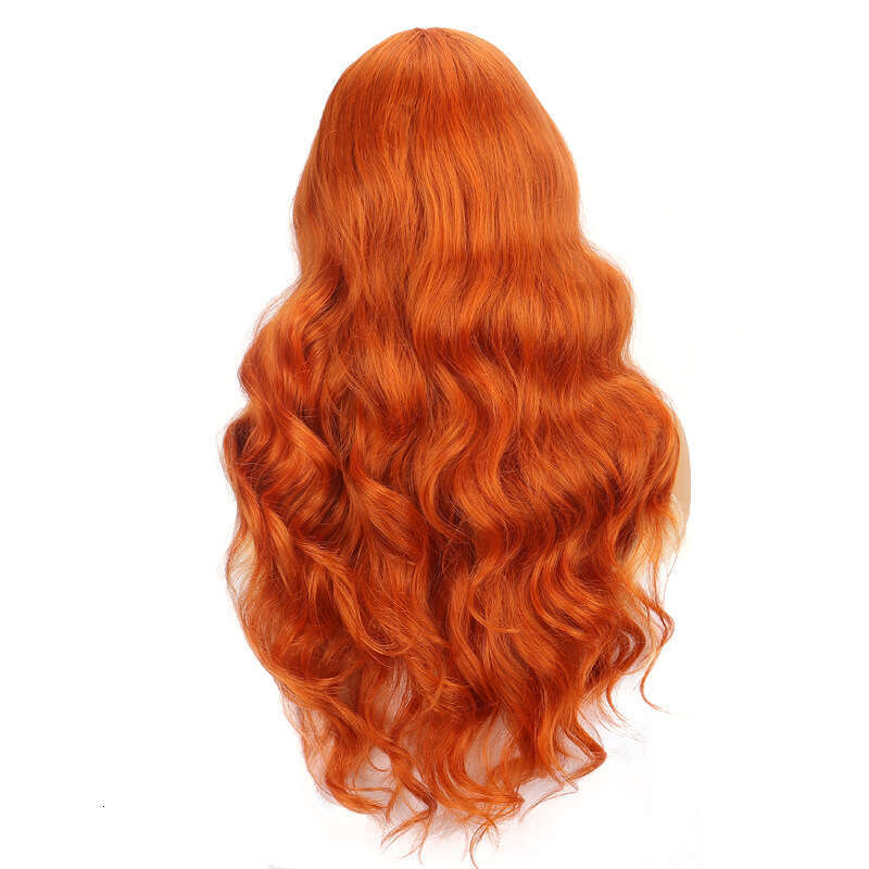 T-Shaped Lace Headband, Ginger Yellow Dyed Orange Wave Synthetic Wig Wigs Kq2