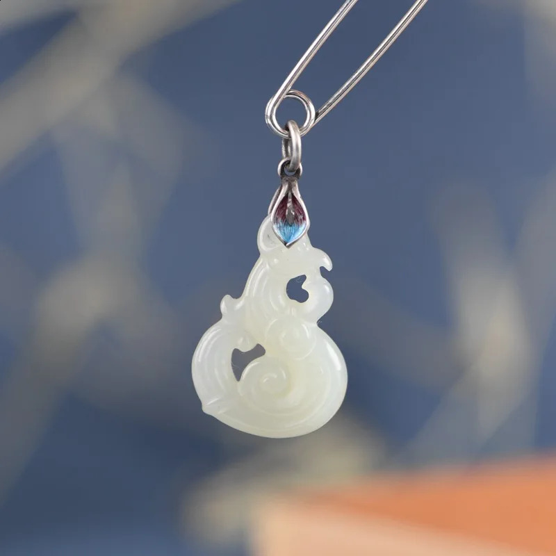 S925 Sterling Silver Brooches for Women Womens Fashion Enamel Lotus Inlaid Jade Phoenix Pin Corsage Jewelry Wholesale 241227