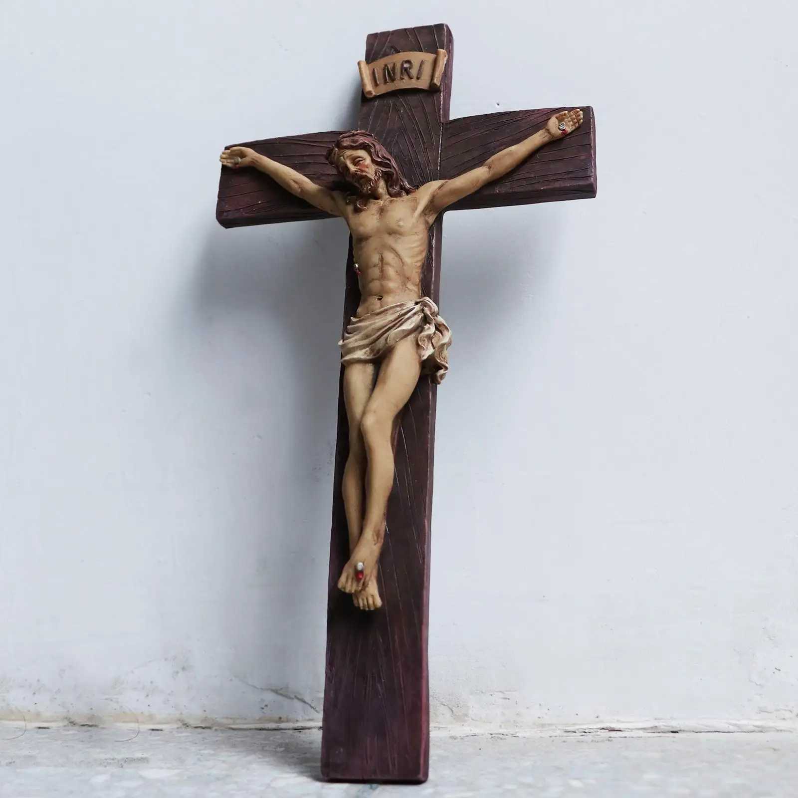 Resin Crucifix Jesus Christ Cross Statue Figurine Perfect Gifts for Car Home Chapel Decoration CollectiveXJ241228