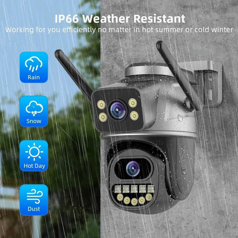 4K 8MP WiFi Camera Outdoor 360 View Dual Sn CCTV 4X Zoom Security Protection Surveillance Cam ICsee Alexa Video CamXJ241228