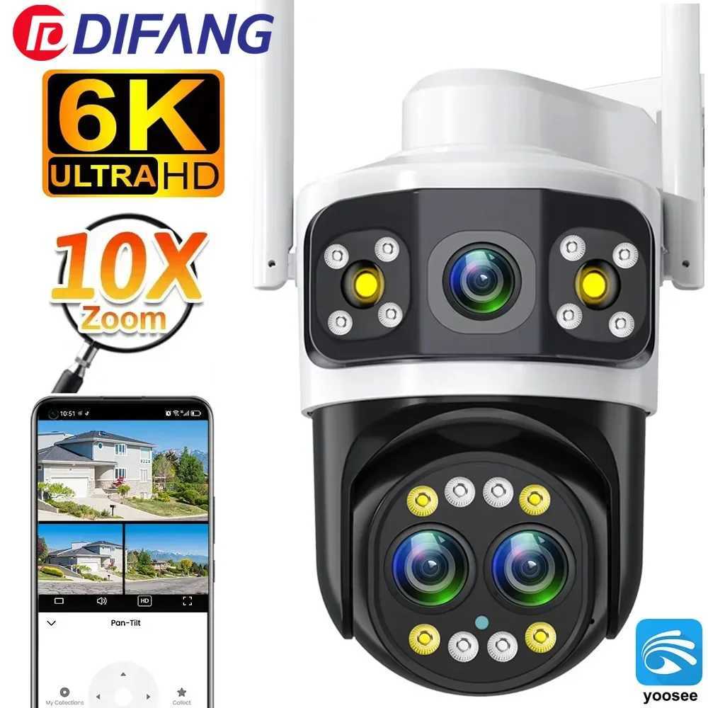 Outdoor WIFI Camera 6K 8MP Three Lens 10X Zoom PTZ Human Detection 4K 6MP Dual Sns WiFi IP Surveillance CCTV Security YooseeXJ241228