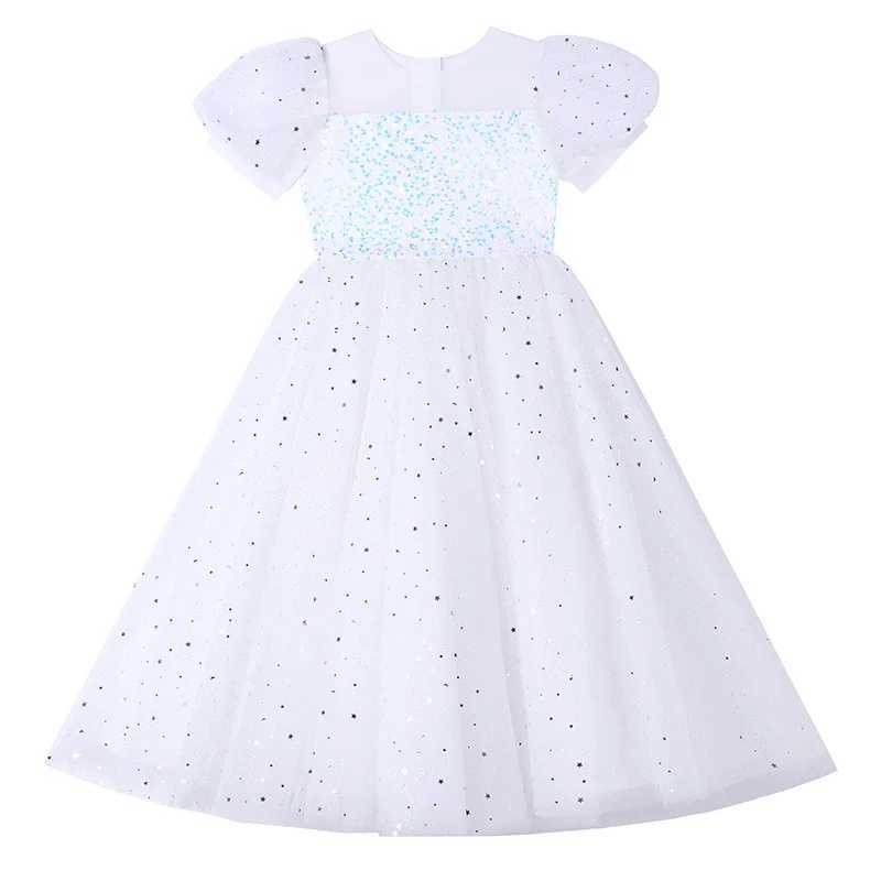 Girl's Dresses Wedding Party Childrens Summer Girls Dress Sparkling Princess Puff Sleeve Mesh Dress Girls Clothing Childrens Dress 4-14 Years Y25