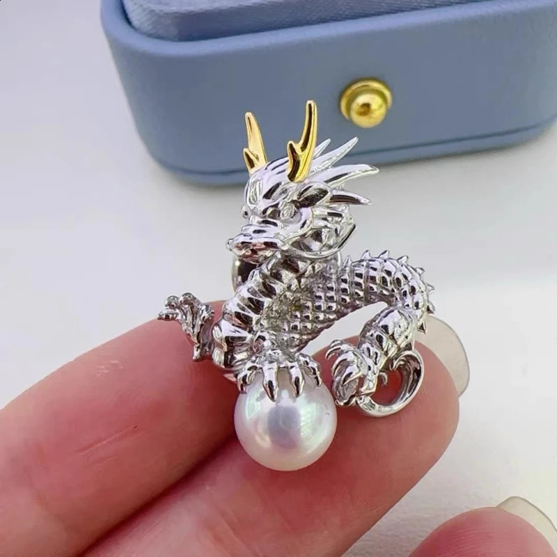 Dragon Year Zodiac Brooch Natural Freshwater Pearl Three-dimensional Silver Dragon Chinese Style Pearl Exquisite Gift n 241227