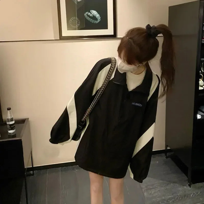 Deeptown Harajuku Fashion Zipper Jacket Women Oversized Korean Streetwear College Jackets Female Japanese Style Sunscreen Coat 241224