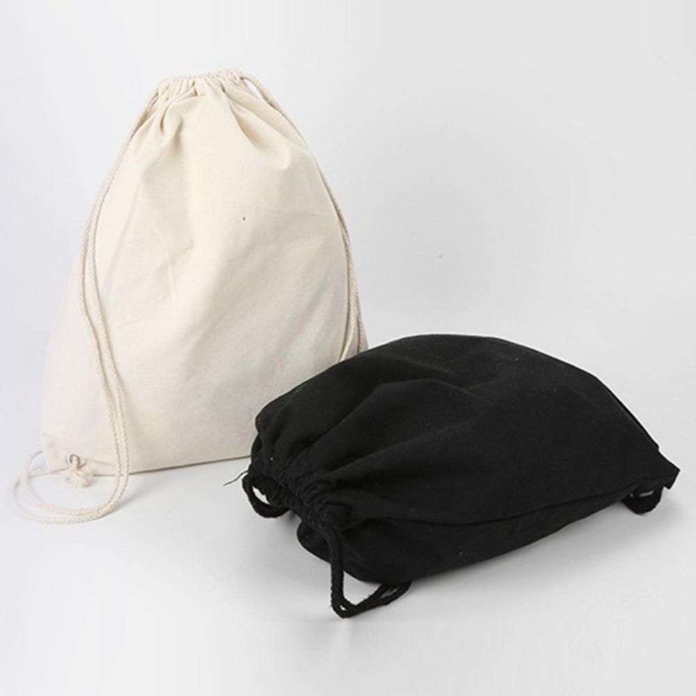Canvas bag shoulders drawstring bundle pockets shopping student backpack bag cotton Pouch for Gym Traveling storage bag