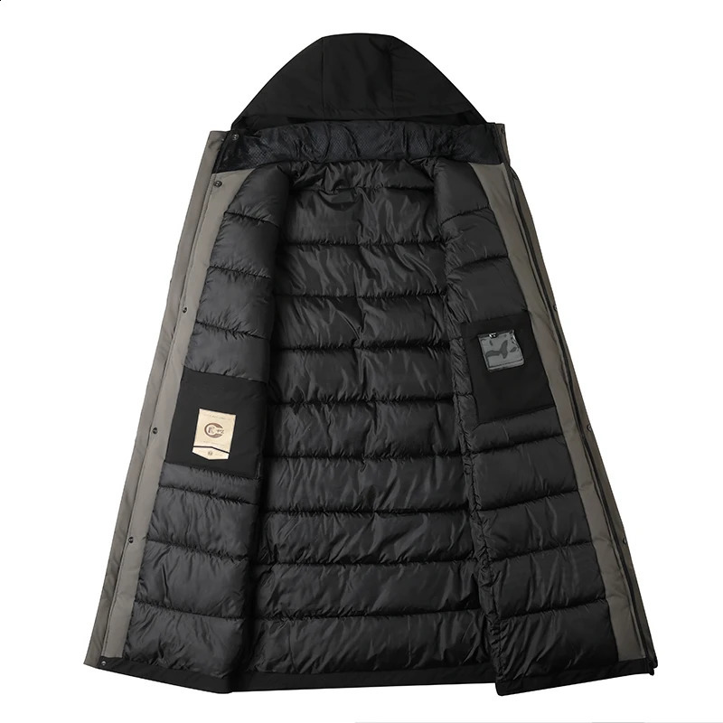 Long Solid Color Hooded Windproof Warm Business Casual Mens Winter Padded Down Jacket Daily Coat 241228