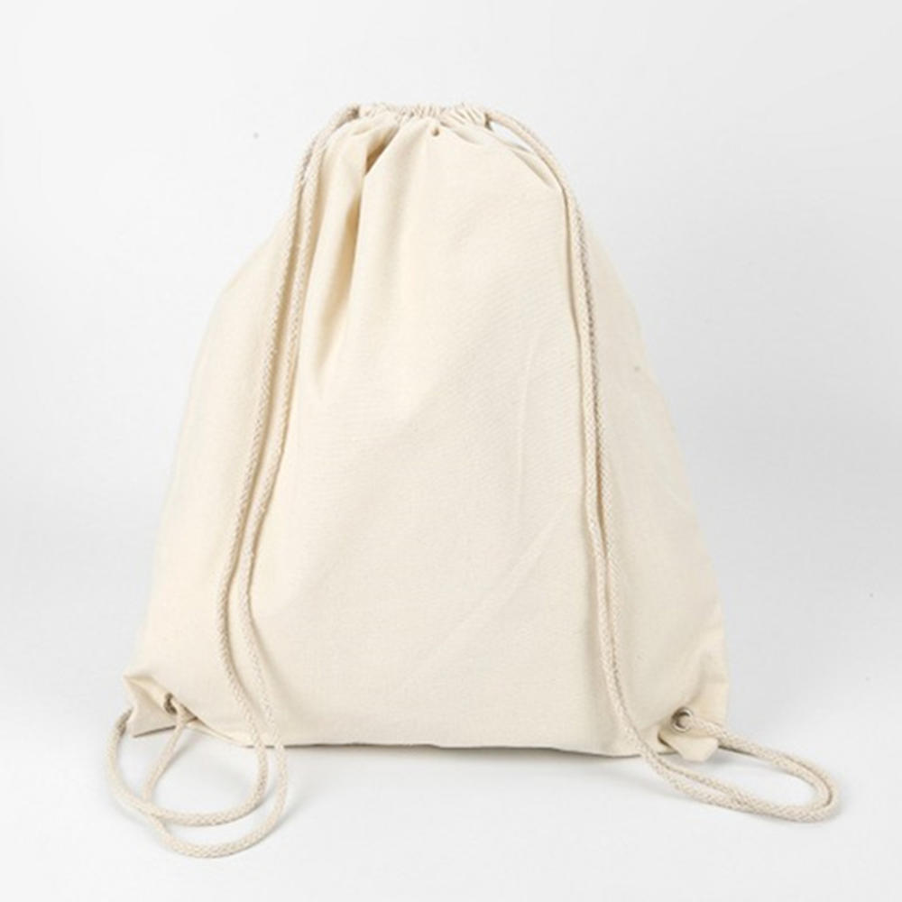 Canvas bag shoulders drawstring bundle pockets shopping student backpack bag cotton Pouch for Gym Traveling storage bag