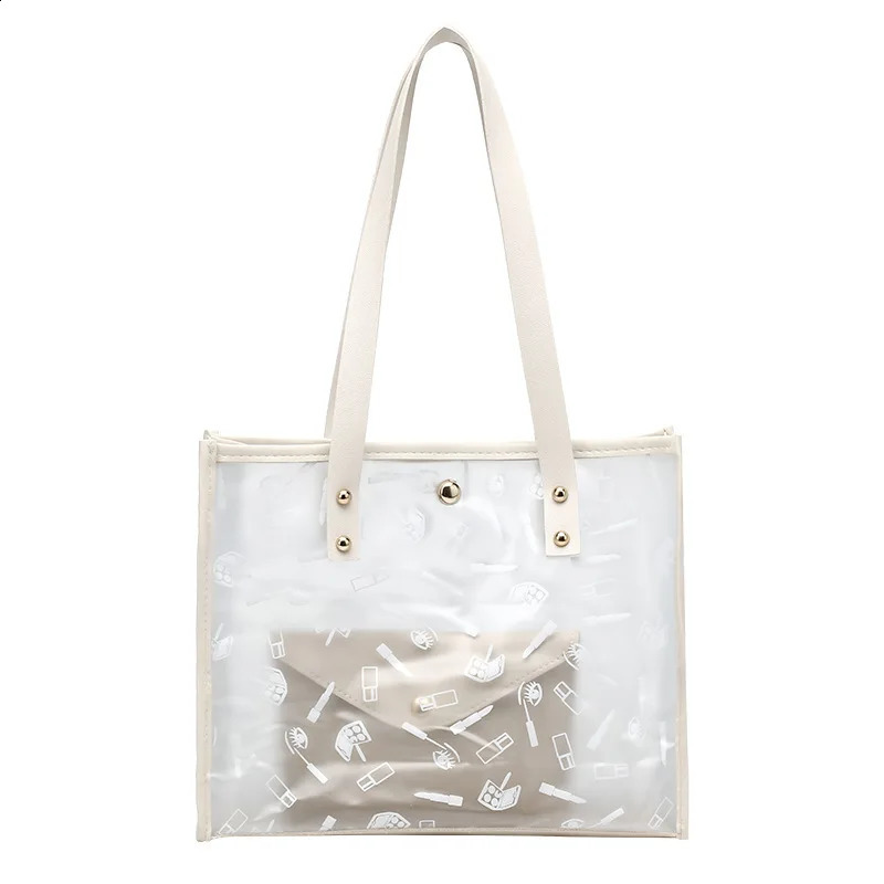 Fashionable and Personalized Printed Bag Fresh and Sweet Tote Bag Translucent Shoulder Bag for Sending Womens Bag 241223