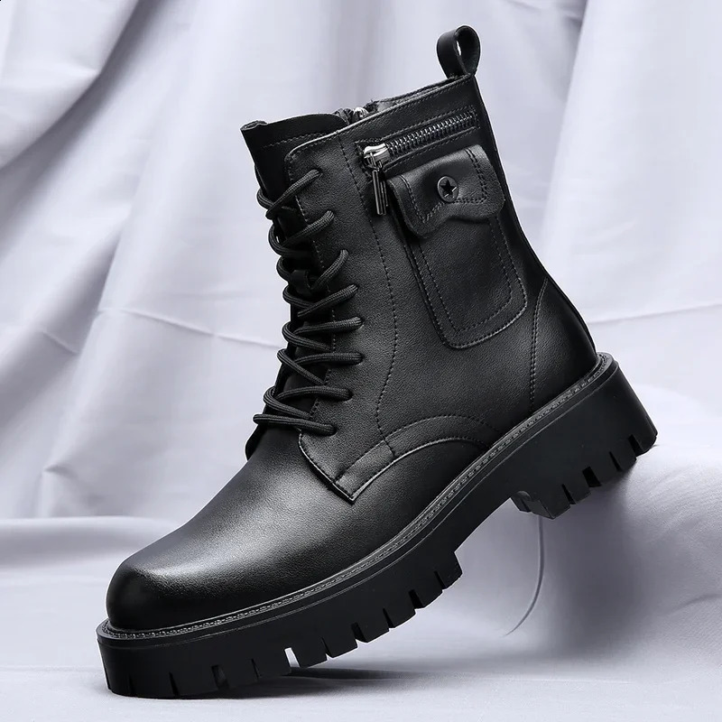 Mens English Style Thick Sole n Men Boots y High End Top Layer Leather Chelsea Quality Casual 241223
