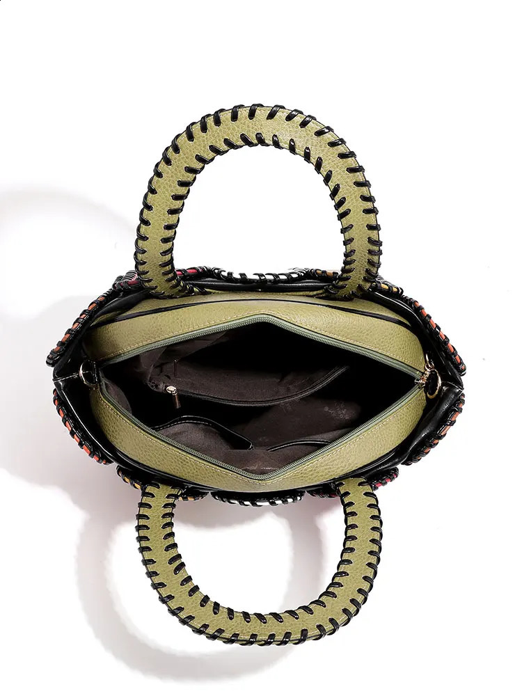 Fashion Womens Bag Women Handbags Multicolor Hand Wove Shoulder Bag High-end Leather Large Capacity Crossbody Send A Wallet 241227