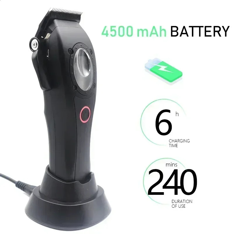 Professional Hair Clipper Electric Mens Trimmer with 8000RPM Seat Charging Large Capacity Battery DLC Coated Blades Barber 241224