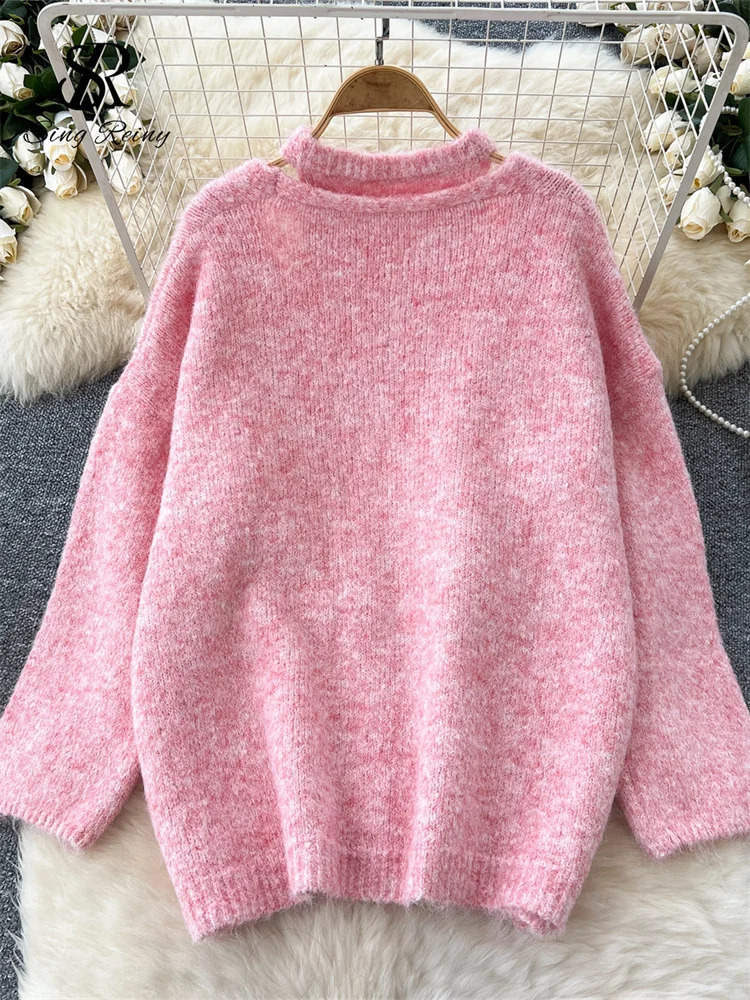 SINGREINY Fashion Solid Cashmere Sweater Long Sleeves Loose Warm CardiganSleeveless Knitting Tank Top Winter Gentle Casual Tops 241224