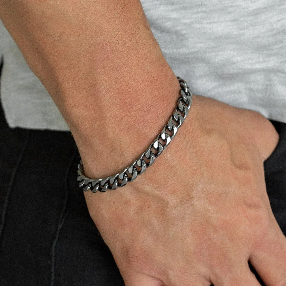 612MM Cuban Chain Mens BraceletWaterproof Stainless Steel Curb Link WristbandPunk Jewelry Gifts y241223
