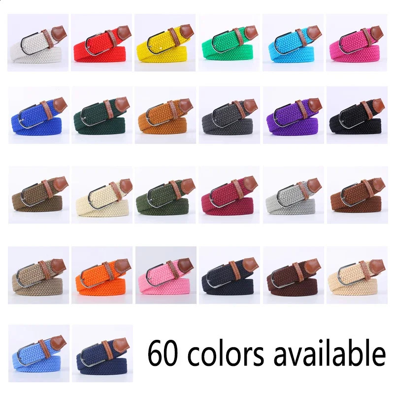 107120130cm UNISEX Casual Knitted Pin Buckle Women Belt Woven Canvas Elastic Expandable Braided Stretch Jeans Belts for Men y241225