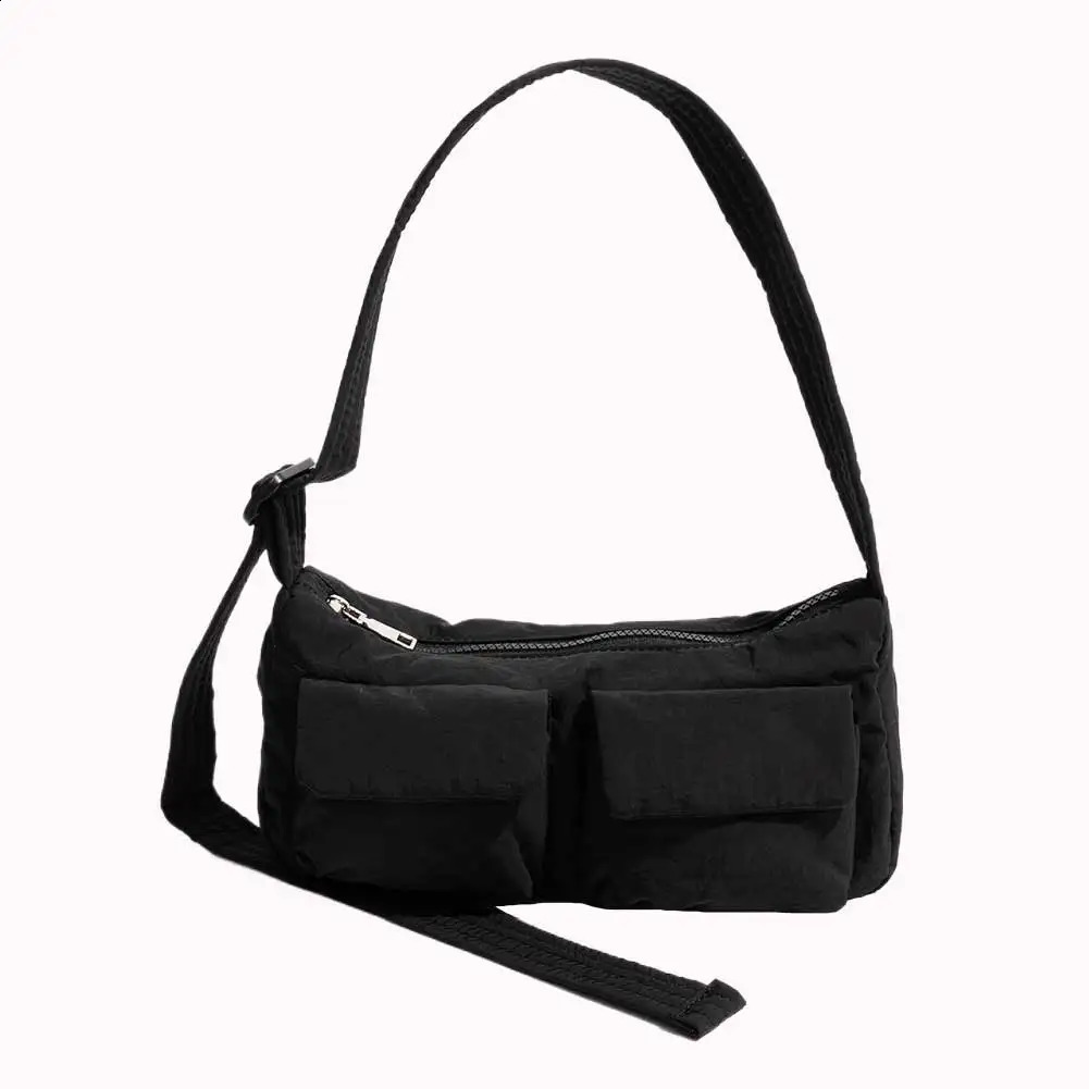 Women Fashion Shoulder Bag Solid Color Casual Underarm Bag Large Capacity Nylon Crossbody Bag Zipper Closure for Outdoor Travel 241228