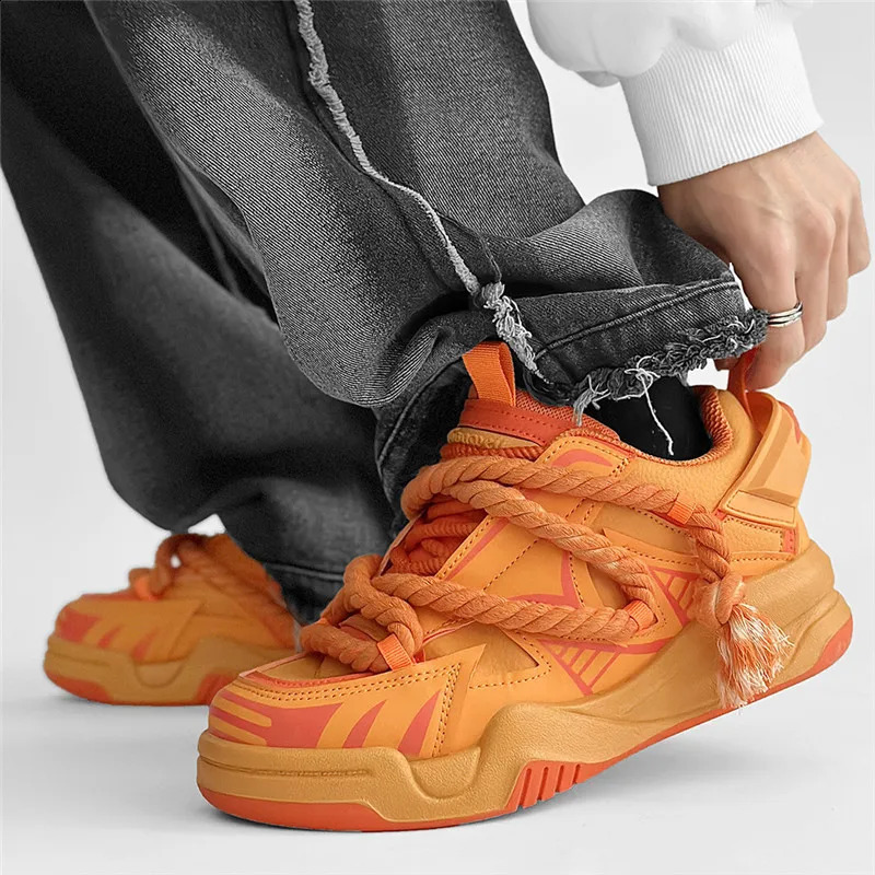 Trend ner Orange Shoes For Men Fashion Mens Casual Sneaker Streetwear Platform Skateboard Hip Hop 241223
