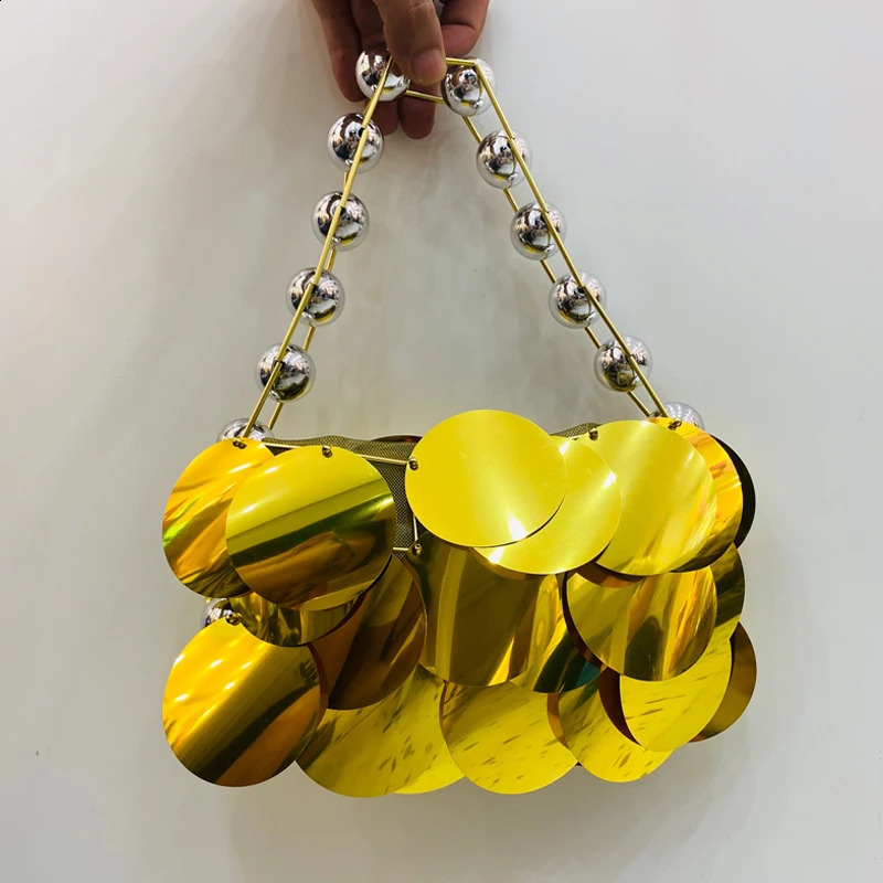 Lady Evening Bags For Women Handbag And Purse Shiny Sequin Inlaid Weaving Beaded Trim Wrist Clutch Bag 241227