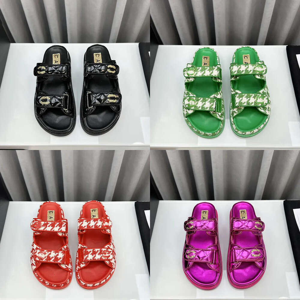 Dad sandal slip on without the back strap Women summer Dad slide mule Slide flat shoes 100% real leather quilted Women front strap beach sliders fashion summer shoes a10