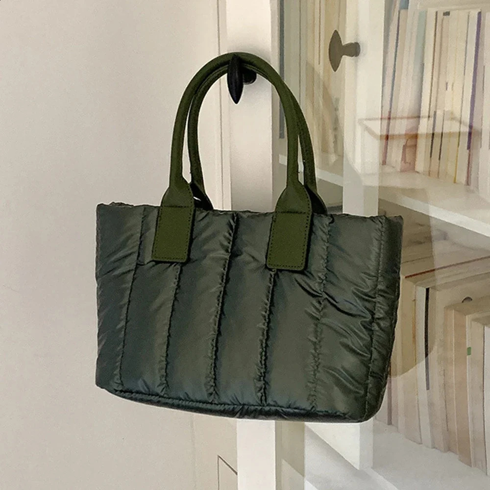 Winter Nylon Padded Women Handbags Soft Space Cotton Tote Bags for Women Down Quilting Shoulder Crossbody Bag Small Shopper Bag 241227