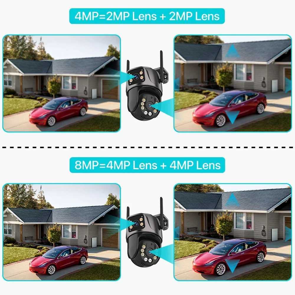 4K 8MP HD Wifi PTZ Camera Outdoor 4MP Dual Lens Dual Sn AI Auto Tracking IP Camera CCTV Audio Video Surveillance P2P iCSeeXJ241228