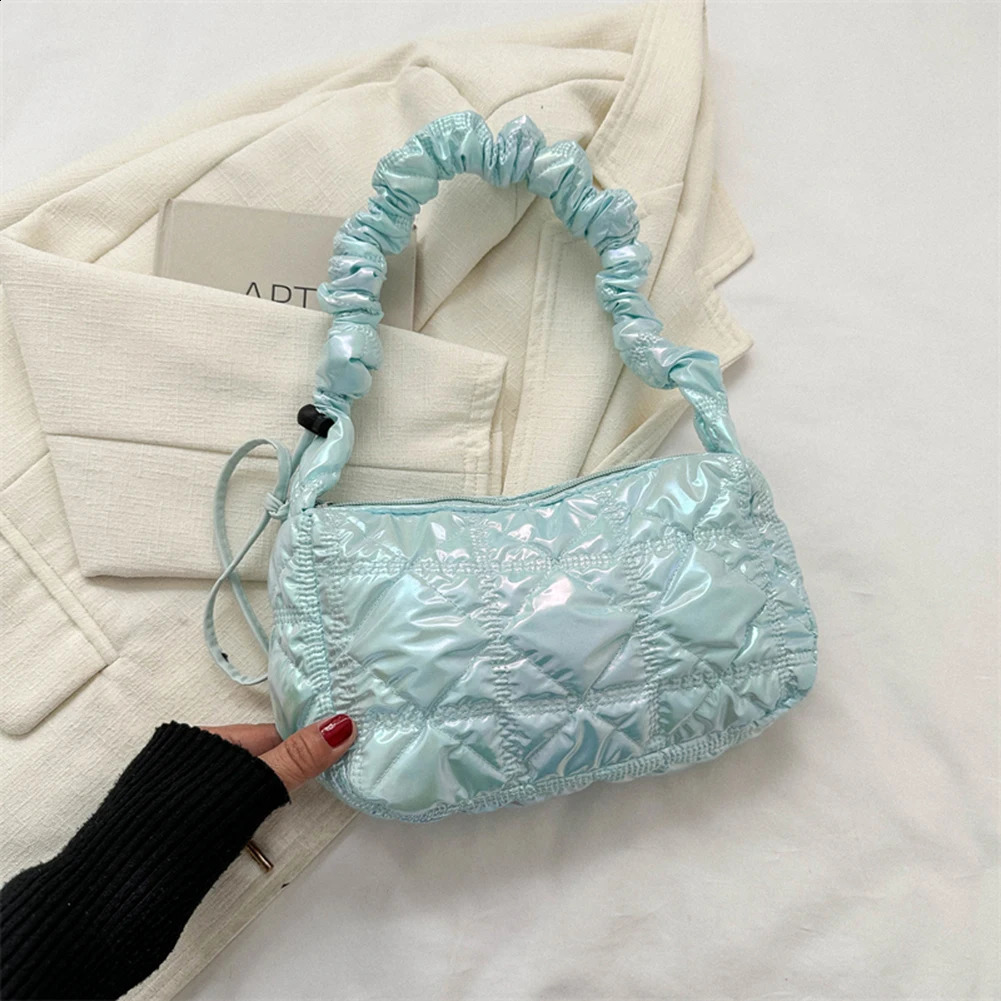Women Padded Shoulder Bag Fashion Underarm Bag Drawstring Quilted Crossbody Bag Girl Stylish Purse 241228