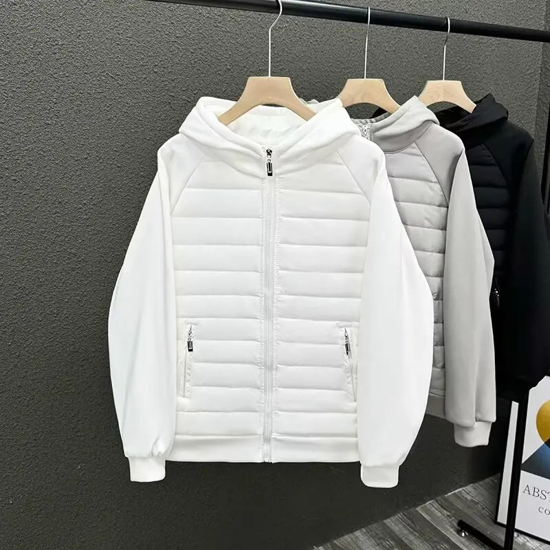 Men's Winter Cotton-padded Casual Hooded Sweatshirt Lightweight Full Covered Edge Couple's Jacket Loose Style Parkas