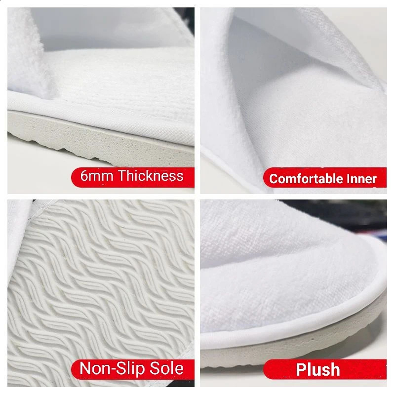 100 Pairs Disposable Slippers For el Home SPA Floor Indoor Guest Beauty Salon Nonslip Big Size White Grey Unisex 241223