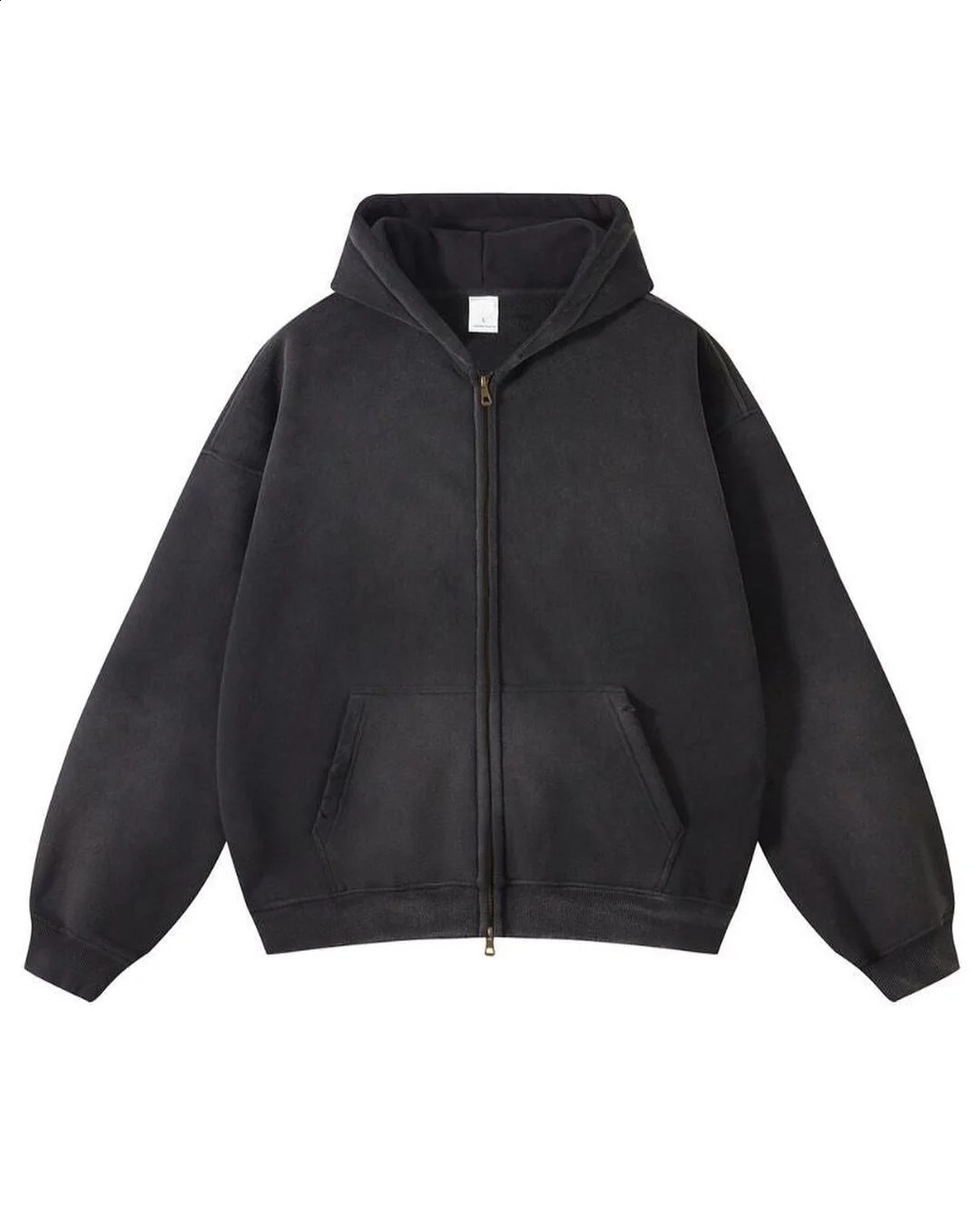Solid color cleanfit long-sleeved hooded sweatshirt pure cotton simple small neckline loose basic zipper couple hoodie jacket 241228