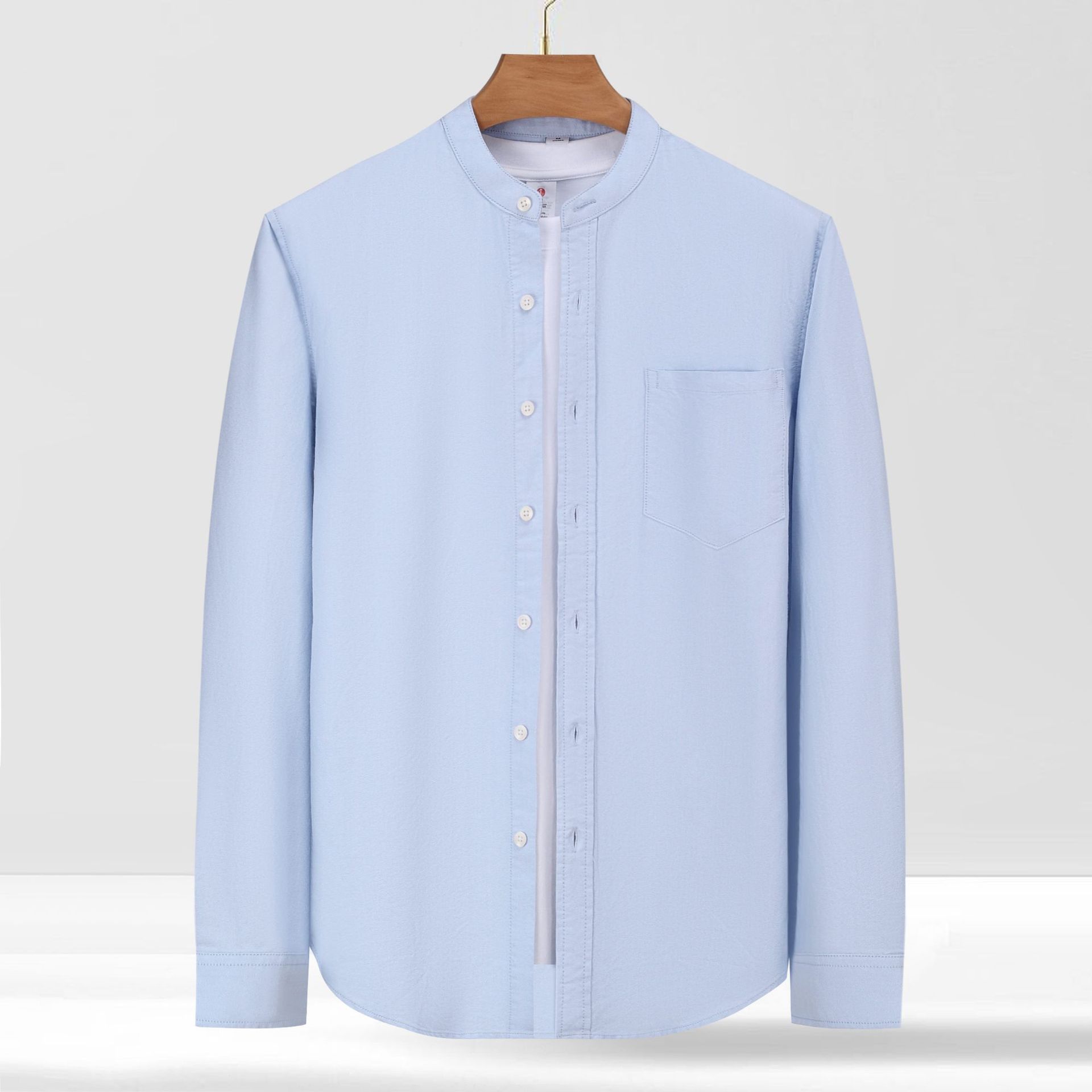 M6014 Men's long sleeve shirt all seasons high-end cotton stand collar casual top