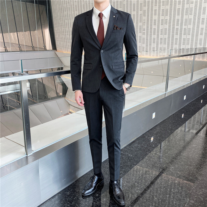3180 Men's Two-Piece Business Suit - Classic Korean Style