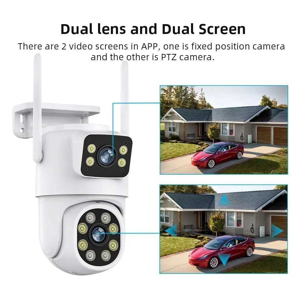 10MP Dual Lens Tuya Wifi Camera PTZ Outdoor 4K Wireless Dual Sn Security Camera Auto Tracking Monitoring Video SurveillanceXJ241228