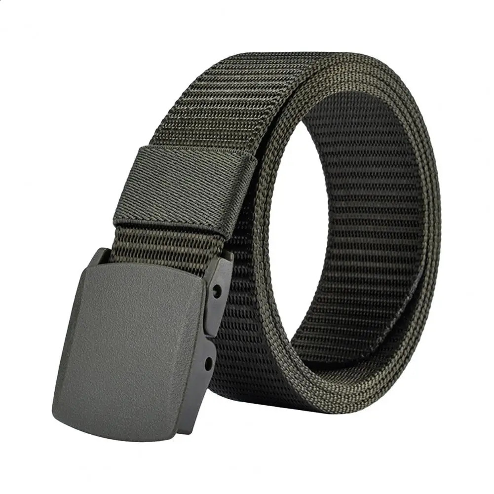 125cm Stylish Military Belt Adjustable Square Buckle Men Lightweight Outdoor Waist with Plastic for Pants 241225