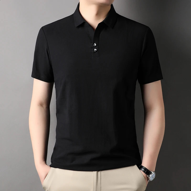 Top Grade 100% Cotton Linen y Summer Polo Shirts Slim Men Fashion Short Sleeve Casual Tops Mens Clothing 241228