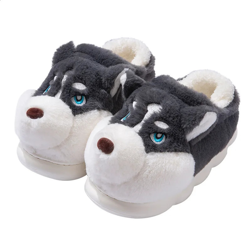 Alaskan Dog Cotton Boots Slipper Womens Winter Indoor Warm Fluffy Slippers Adult Antislip Home Female Male Funny Shoes 241223