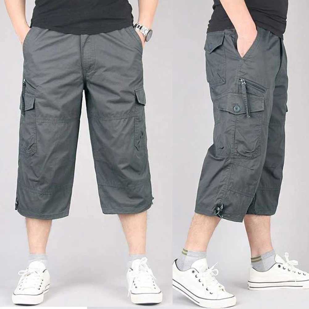 Summer mens casual cotton shorts full length multiple pockets hot bread military pants mens cut pants W241228