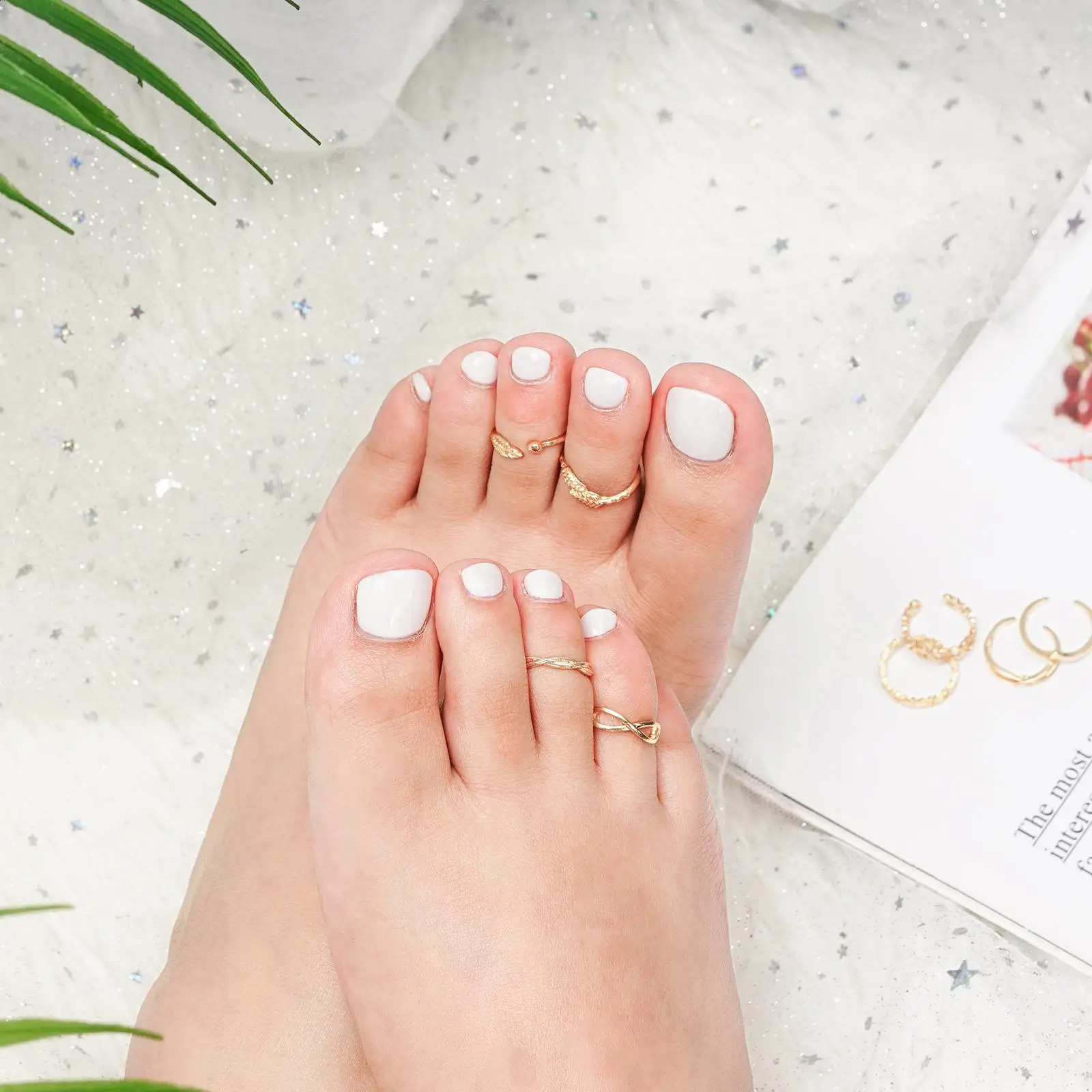 12pcs Summer Toe Rings For Women Outdoor Beach Vacation Open Adjustable Metal Womens Foot Knot Heart Set 241225