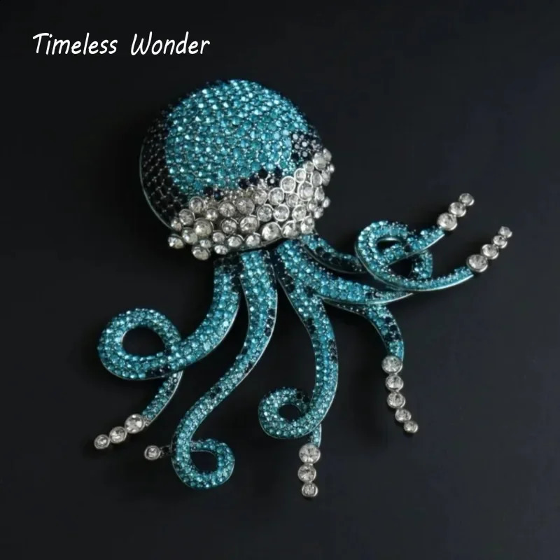 Timeless Wonder Retro Zircon Octopus Brooch Pins for Women Jewelry Runway Rare Gift Cute Top Rare Mix 5385 241227