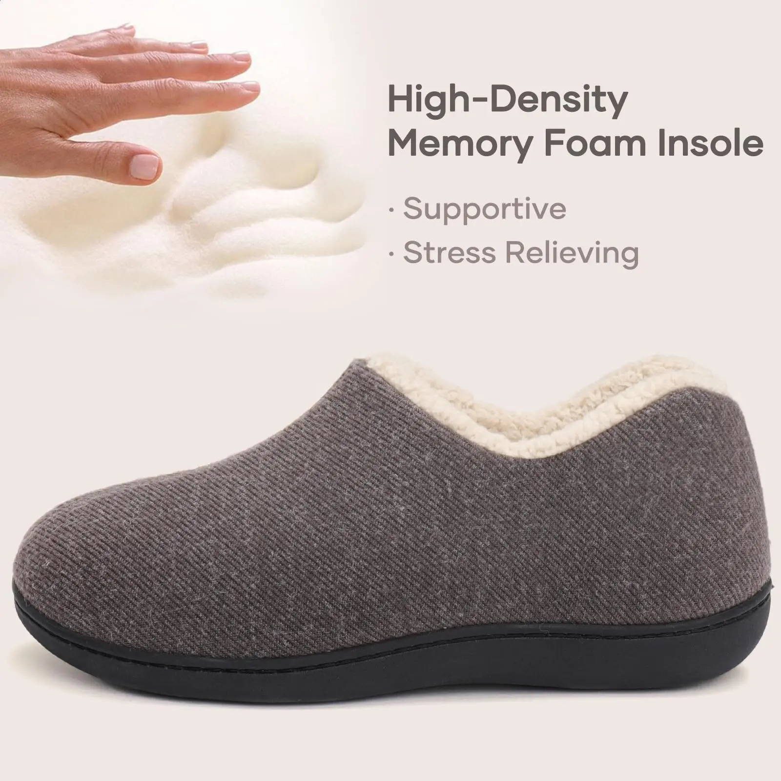 Evshine Womens Cozy Cotton Slippers Winter Warm Faux Fleece House Shoes Indoor Nonslip Memory Foam Slipper Casual Furry Slides 241223