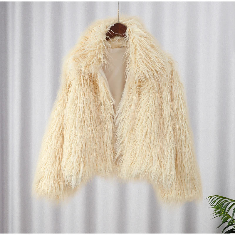 Women Fashion Solid Faux Fur Coats Autumn Elegant Warm Loose Long Sleeve Flurry Cardigan Winter Female Thick Commute Streetwear 241223