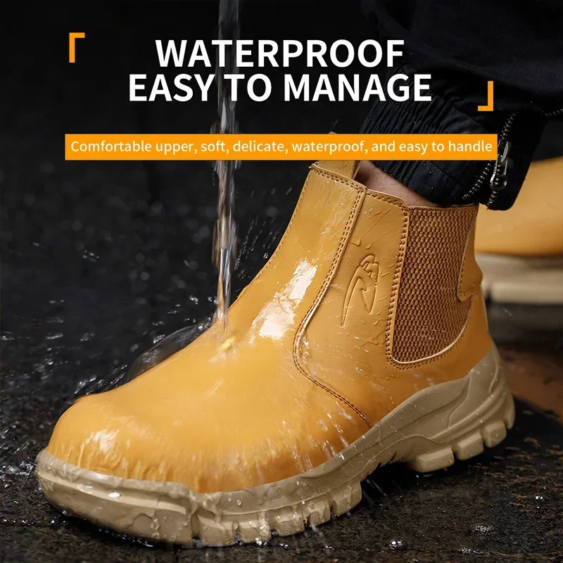 Waterproof Safety Wrok Boots For Men Steel Toe Cap Lightweight Indestructible Industry Chelsea PunctureProof Footwear 241223