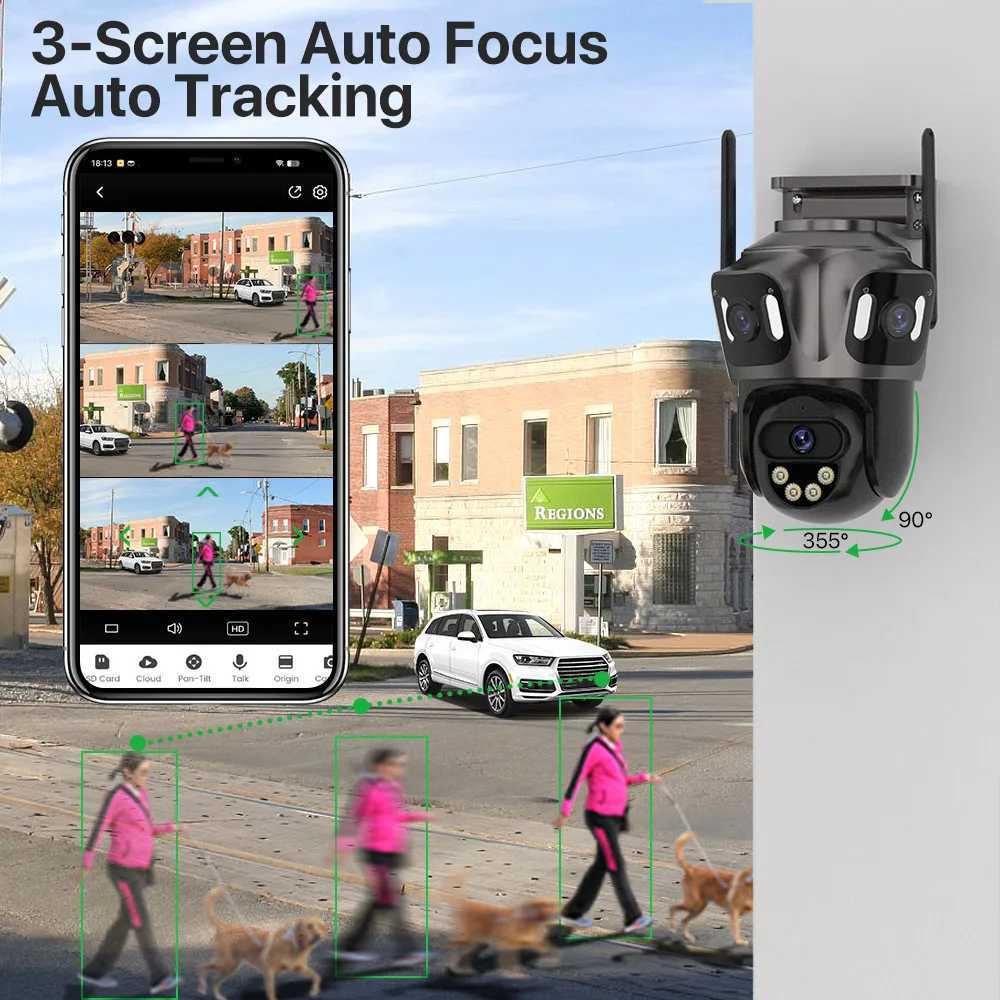 Outdoor External 6K FHD IP Camera Three Lens WiFi Camera 4K Dual Sn Auto Tracking Security PTZ Camera Surveillance iCseeXJ241228