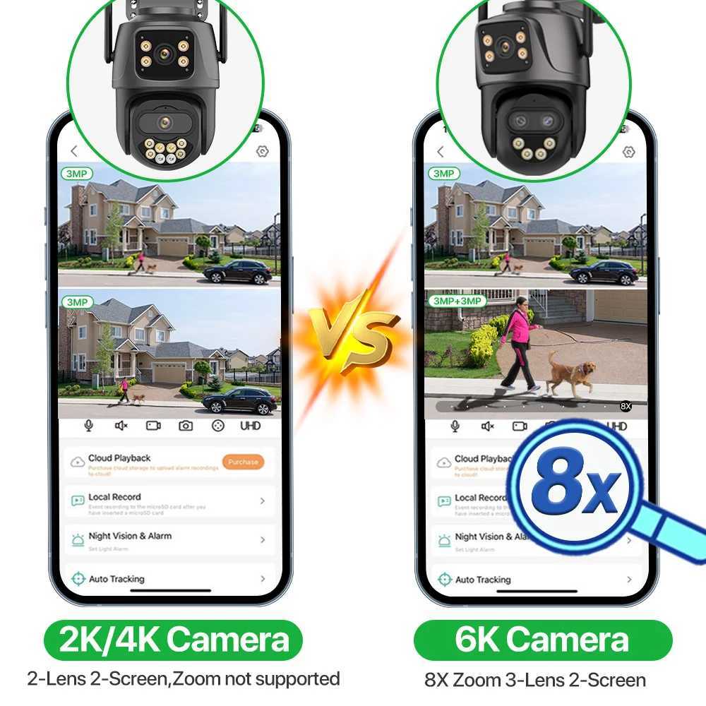 6K 9MP HD IP Camera Outdoor Three-Lens External WiFi Camera 4K 8MP Dual Sn Security PTZ Cam Auto Tracking Surveillance iCSeeXJ241228