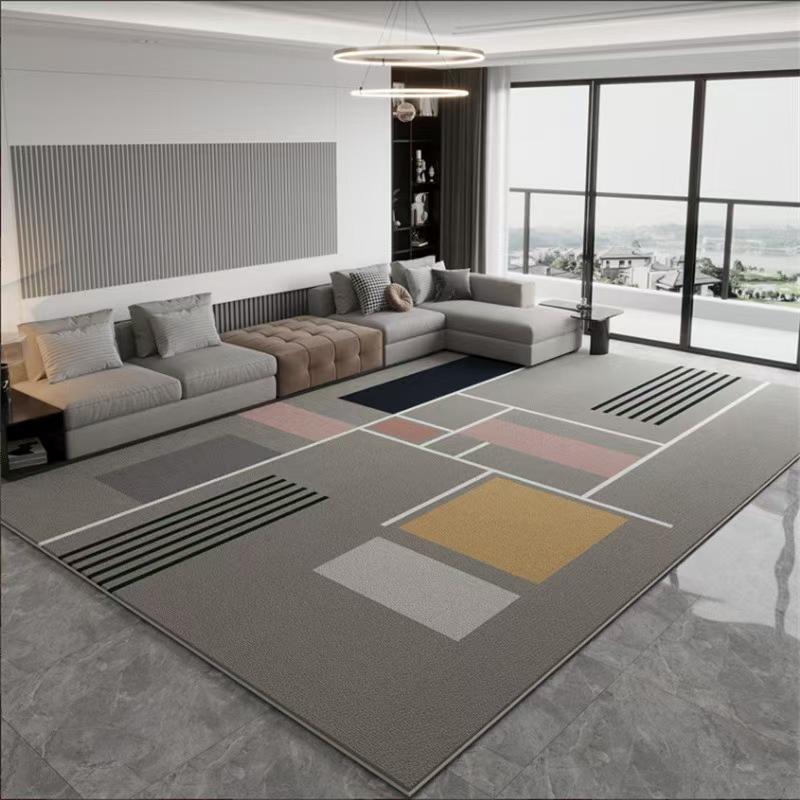 4893-62.88-BB-Beige Minimalist Striped Carpet Large Area Living Room Carpets Comfortable Soft