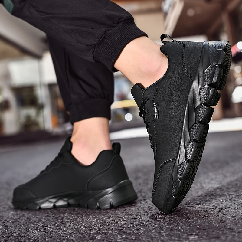 Men snaekers LaceUp Outdoor Shoes Leather Fashion Sneakers ShockAbsorption Comfort Walking men footwear big size 48 241223