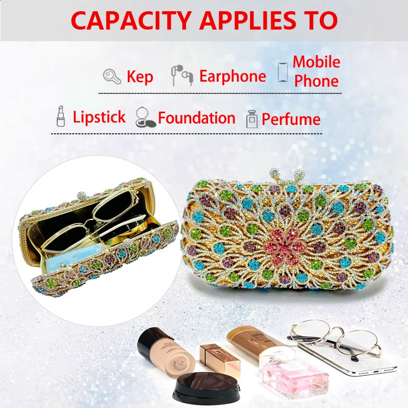 Latest Wedding Womens Handbag Diamond Dinner Bag Rhinestone Hand Crystal Hollow Bag Party Christmas Gift Evening Bag 241227