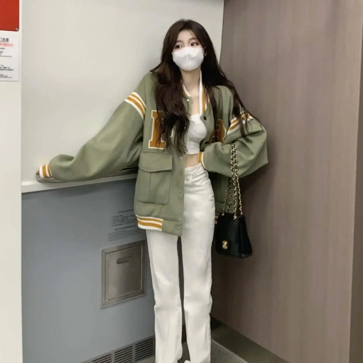 American Baseball Womens Oversized Loose College Style Jacket Thin Sunscreen Jacket 241224