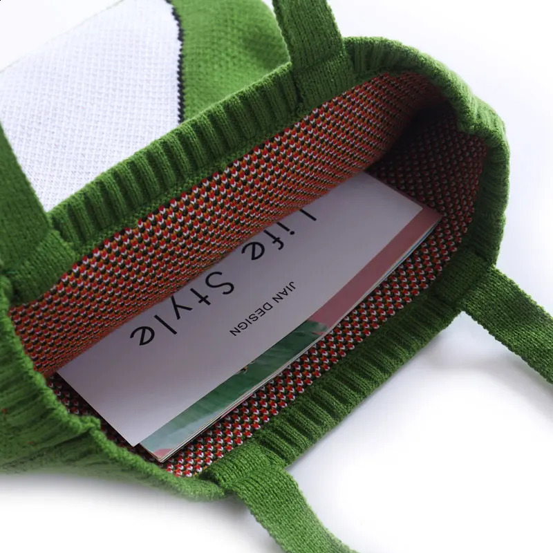 YoReAi Women Knitting Shoulder Bags Cute Duck Ladies Cartoons Handbag Casual Tote Literary BookBag Wool Shopping Bag For Girls 241225